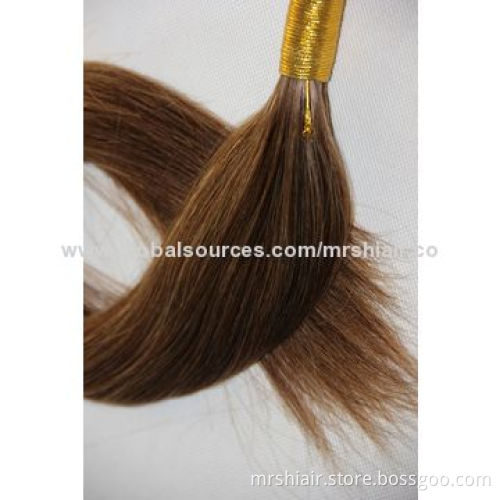 Medium Brown16# Micro Beads Loop Ring 12" 14" 18" 20" 22" 24" 26" nano Remy Straight Hair
